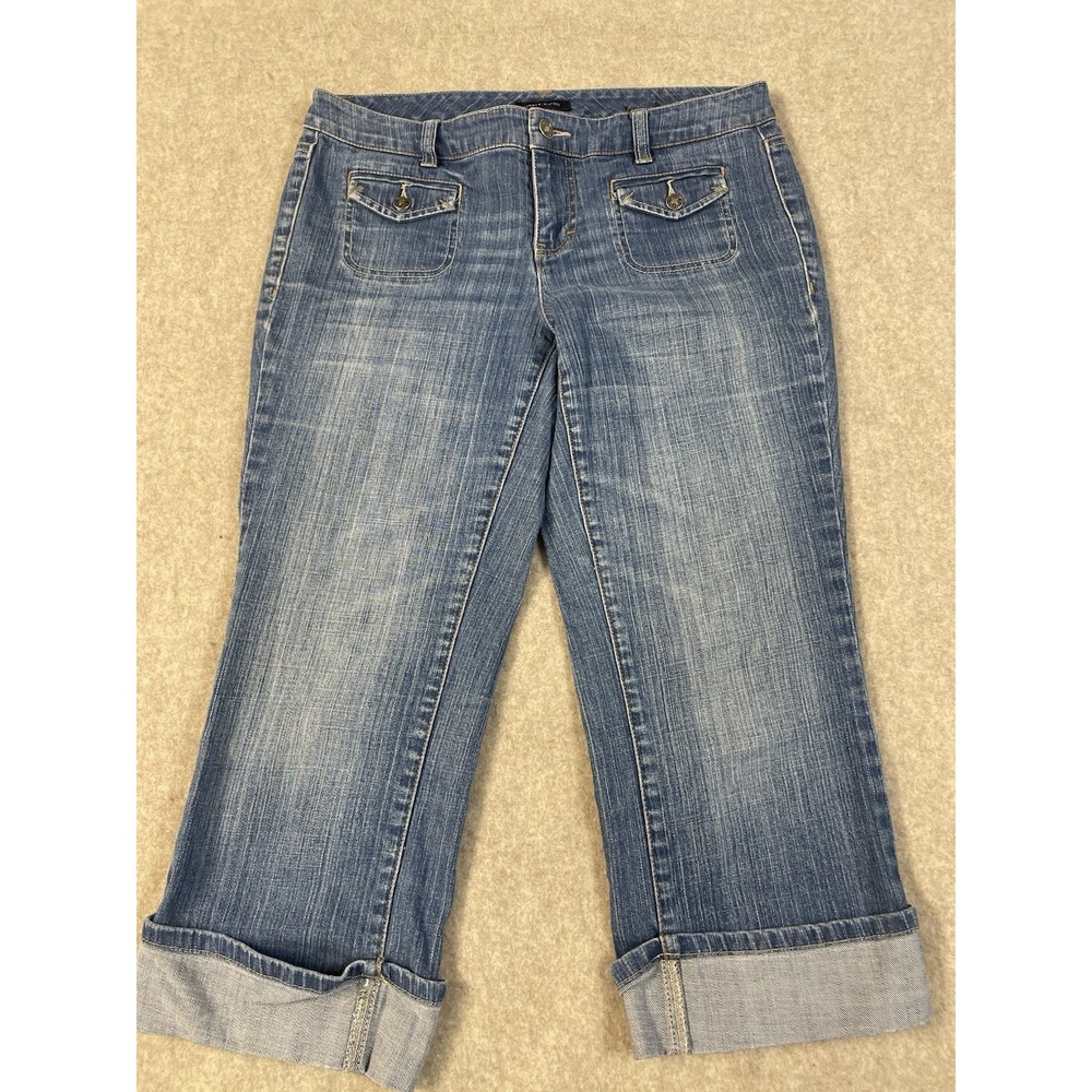 Tommy Hilfiger Denim Capris Size 8 Cuffed Bottom Front Button‎ Pockets